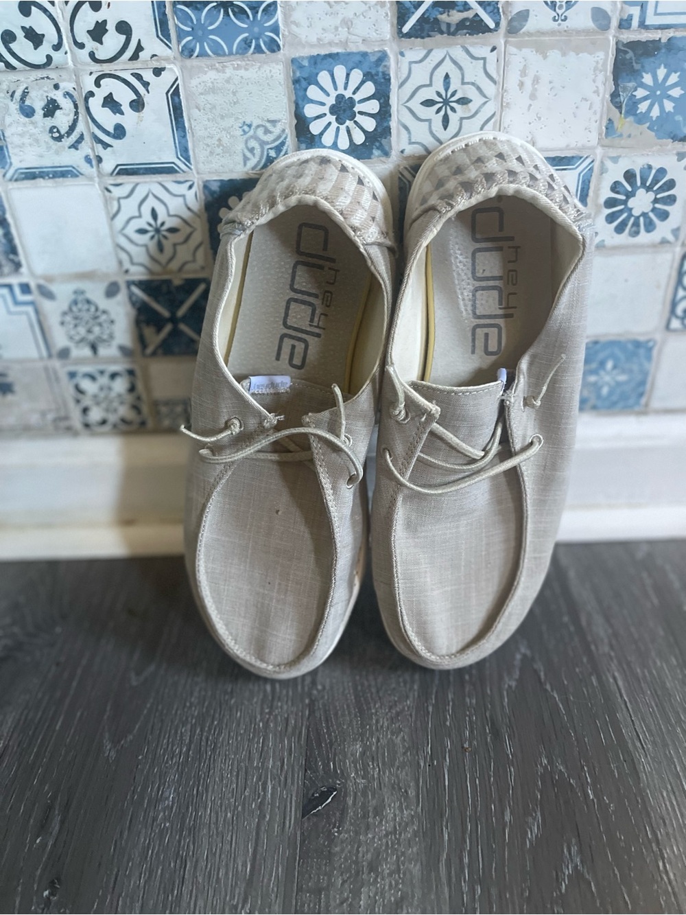 Hey Dude Wally Slip-On Shoes in Light Tan Linen